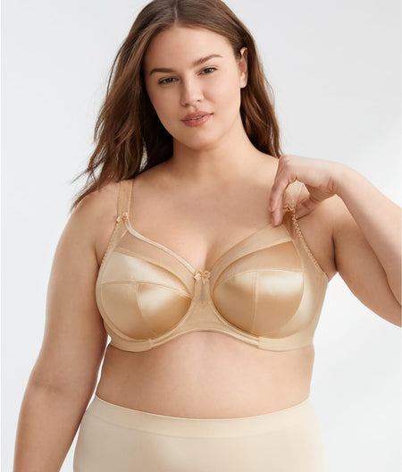 Keira Satin Side Support Bra: Nude