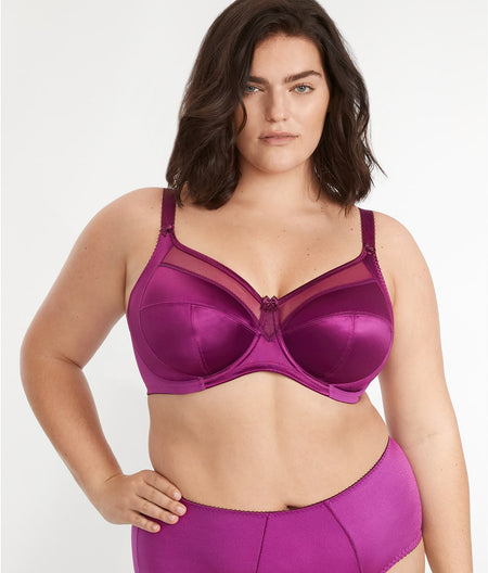 Keira Satin Side Support Bra: Magenta