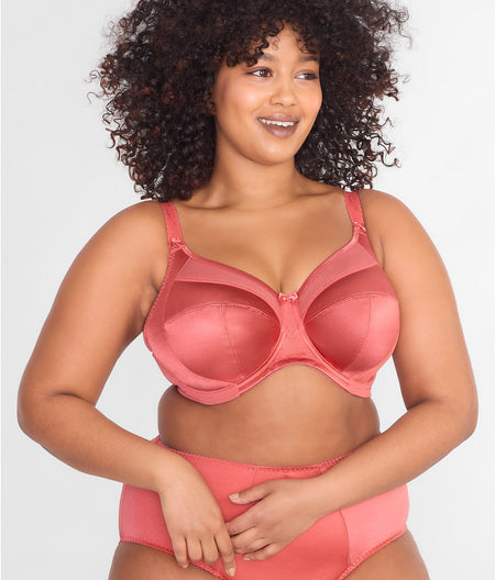 Keira Satin Side Support Bra: Mineral Red