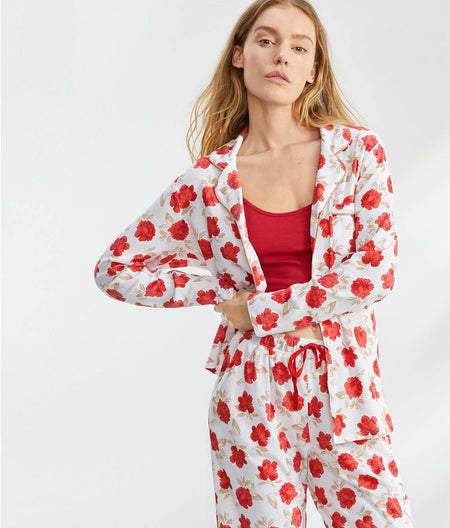 Notch Collar Knit Pajama Set