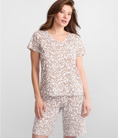 V-Neck Knit Bermuda Pajama Set