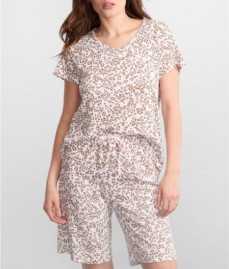 V-Neck Knit Bermuda Pajama Set