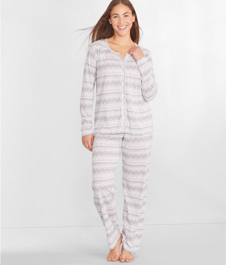 Cardigan Jersey Knit Pajama Set