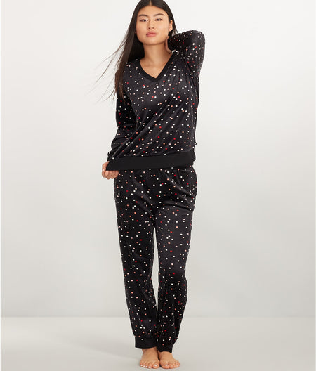 V-Neck Velour Knit Pajama Set