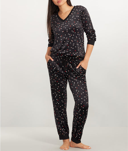 V-Neck Velour Knit Pajama Set