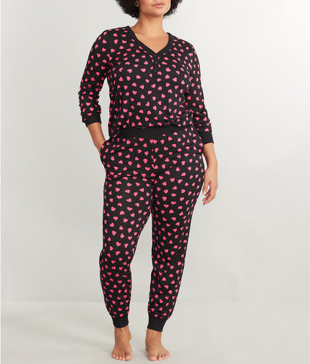 Brushed Cozy Jersey Knit Henley Pajama Set