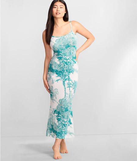 Palm Toile Bamboo Knit Maxi Slip