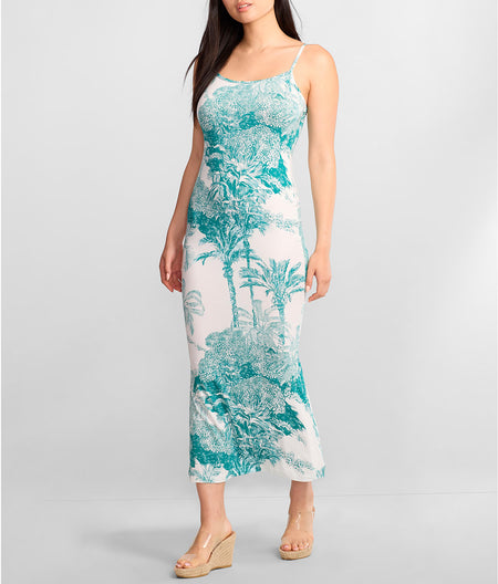 Palm Toile Bamboo Knit Maxi Slip