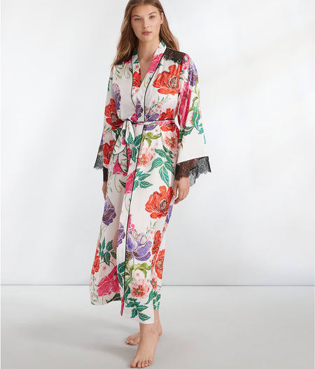 Satin And Lace Woven Maxi Robe