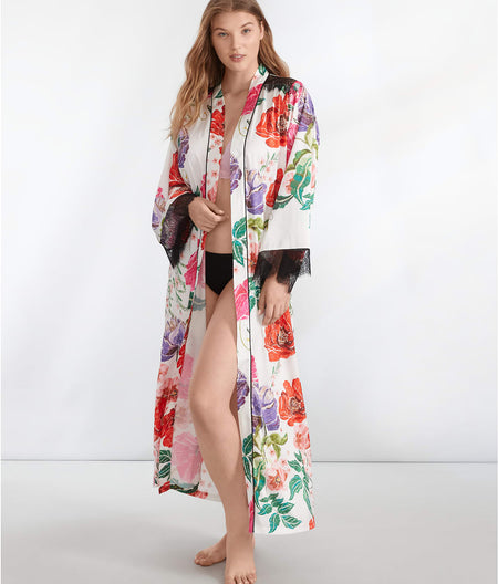 Satin And Lace Woven Maxi Robe