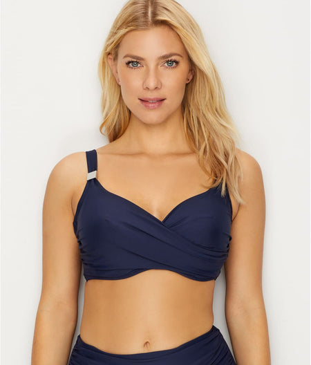 Solid Surplice Bikini Top D-DDD Cups