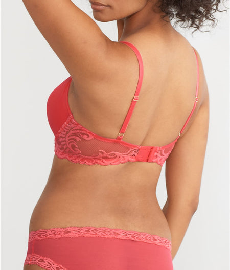 Feathers Plunge Bra: Hibiscus