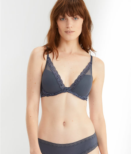 Feathers Plunge Bra: Navy Ash