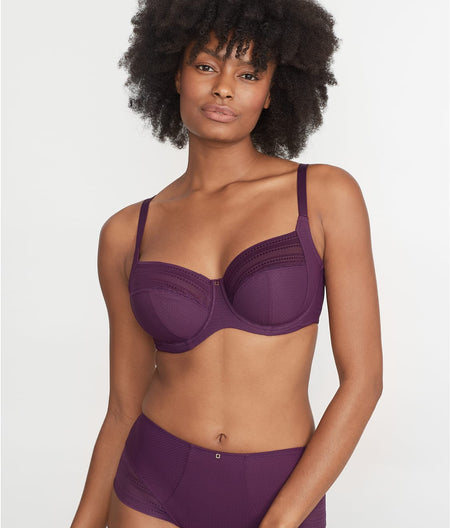 Serene Side Support Bra: Aubergine