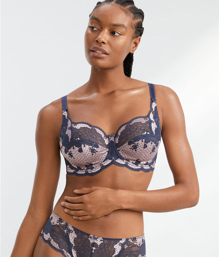 Clara Side Support Bra: Navy Pearl