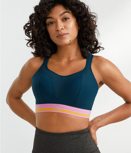 Medium Control Wire-Free Sports Bra: Retro Navy