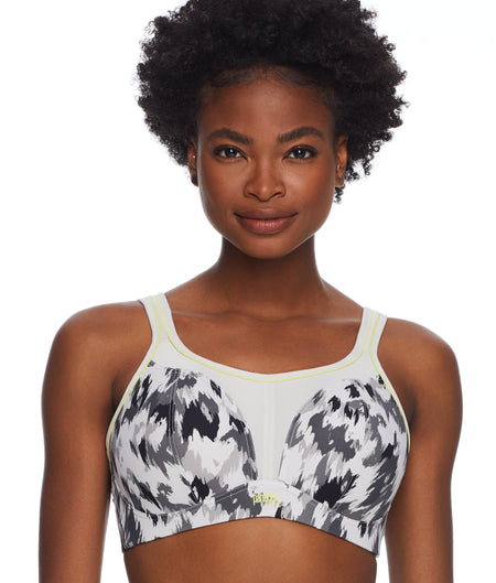 Boundless Medium Control Wire Free Sports Bra: Grey Animal