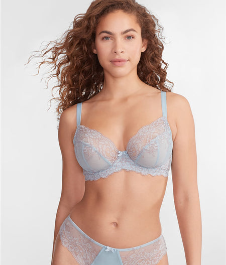 Ana Side Support Plunge Bra: Blue Ash Rose