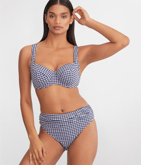 Gingham Mid Rise Bikini Bottom