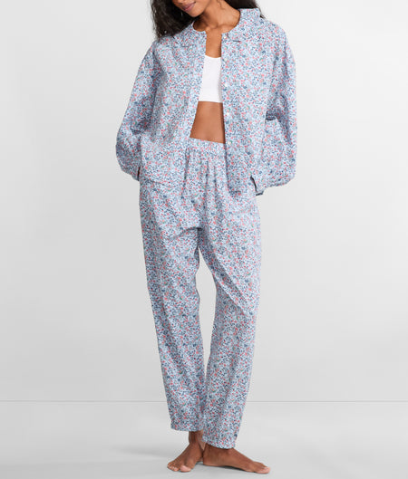 Ruffle Floral Woven Pajama Set