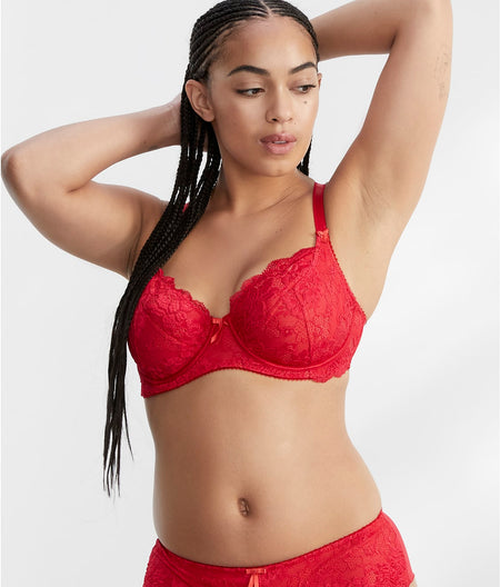 Amour Full Cup Bra: Red Cherry