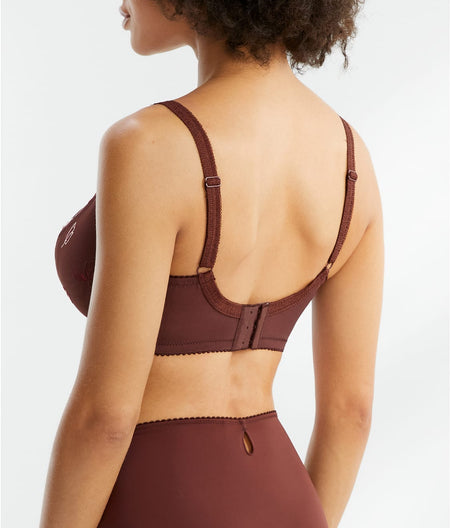 St. Tropez Side Support Bra: Chocolate / Red