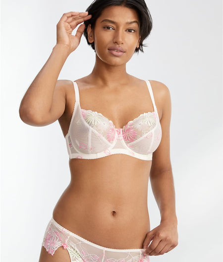 St. Tropez Side Support Bra: White/Pink/Green