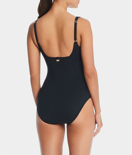 Walk The Line Square Neck Underwire One-Piece