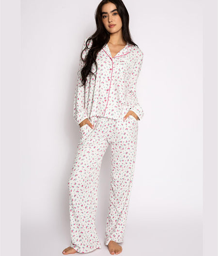 Vintage Remix Notch Collar Knit Pajama Set