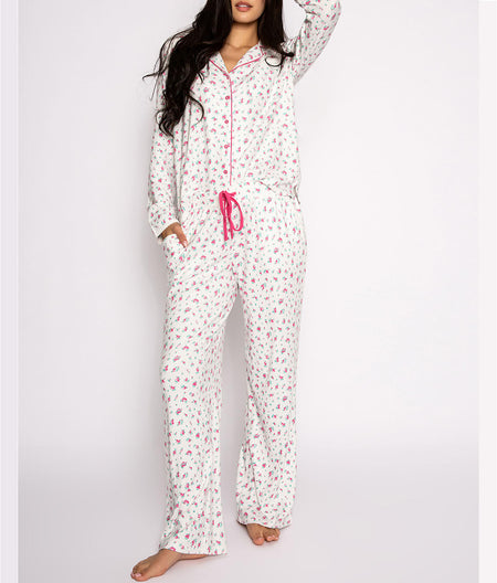 Vintage Remix Notch Collar Knit Pajama Set