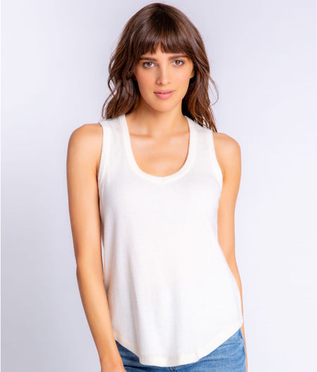 Textured Essentials V-Neck Ribbed Knit Tank