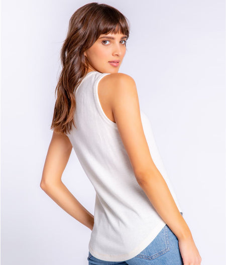 Textured Essentials V-Neck Ribbed Knit Tank