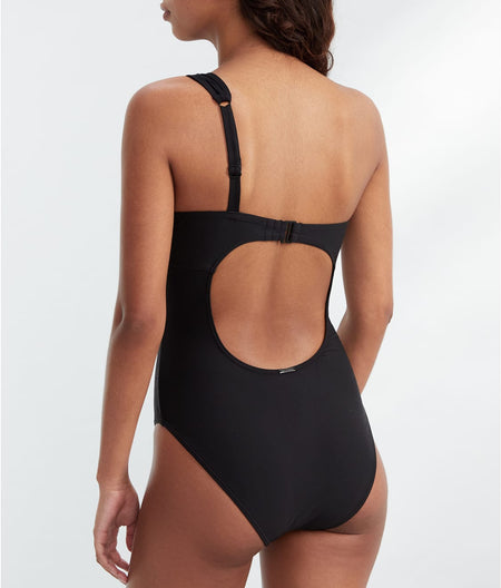 Black Ginger One-Shoulder One-Piece