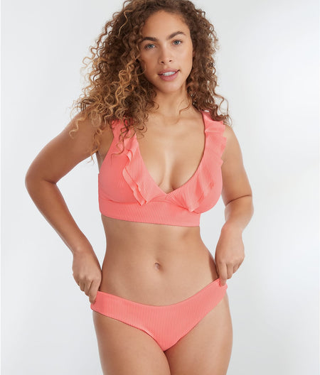 Neon Coral Alana Hipster Bikini Bottom