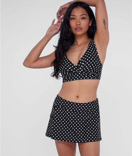 Printed Elsie Underwire Wrap Bikini Top: Black Dot