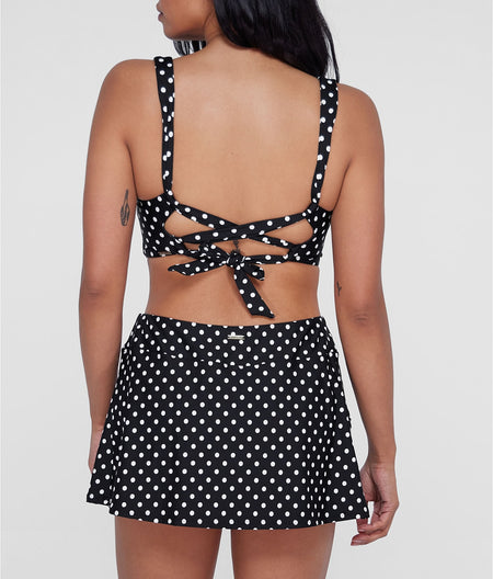 Printed Elsie Underwire Wrap Bikini Top: Black Dot