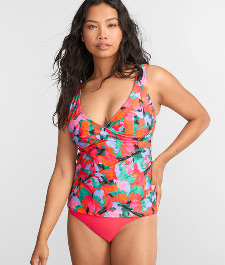 Printed Elsie Underwire Wrap Tankini Top