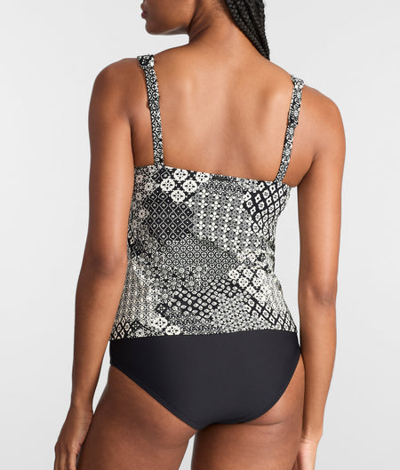 Printed Elsie Underwire Wrap Tankini Top