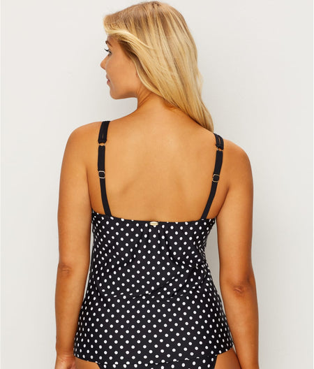 Printed Taylor Underwire Tankini Top: Black / White Dot