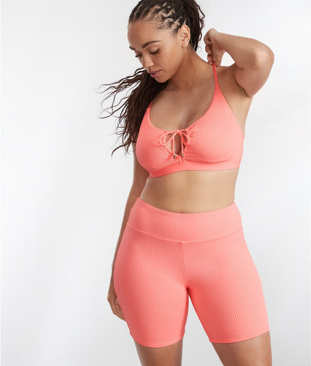 Neon Coral Bayside Bike Short Swim Bottom