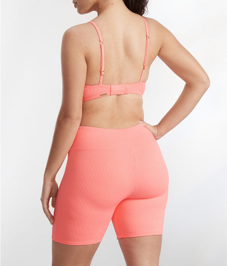 Neon Coral Bayside Bike Short Swim Bottom