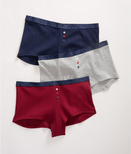 Ribbed Cotton Boyshort 3-Pack