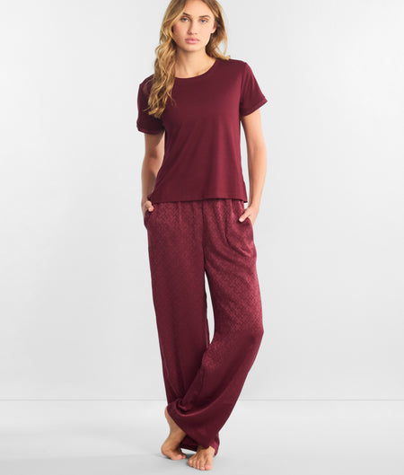 Short Sleeve Woven Pajama Set