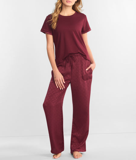 Short Sleeve Woven Pajama Set