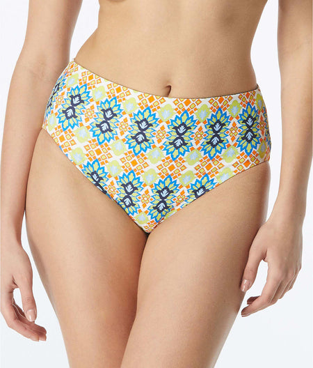 Grecian Tile Verso High-Waist Reversible Bikini Bottom