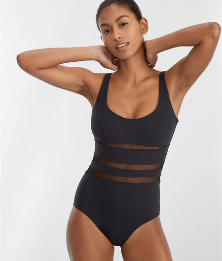 Sheer & Opaque Banded One-Piece