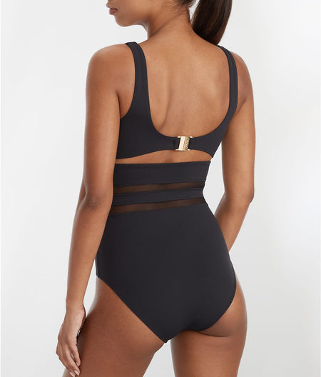 Sheer & Opaque Banded One-Piece