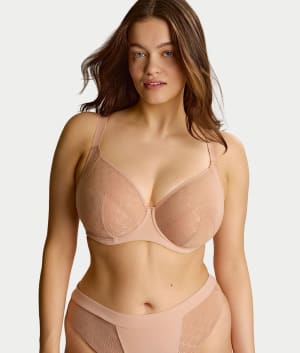 Muse Sheer Mesh Plunge Bra: undefined