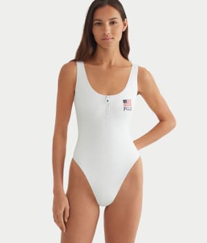 Flag Zipper Scoop Tank One-Piece: default