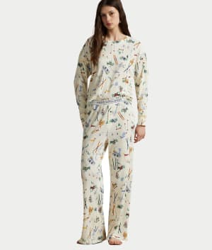 Club Waffle Knit Long Sleeve Pajama Set: undefined